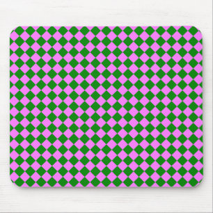 Alfombrilla De Ratón Patrón de diamante de cuadros rosa verde
