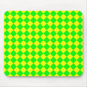 Alfombrilla De Ratón Patrón de diamante de cuadros verde amarillo