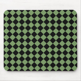 Alfombrilla De Ratón Patrón de diamante de cuadros verde y negro