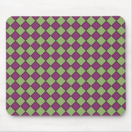 Alfombrilla De Ratón Patrón de diamante de cuadros verdes y morados