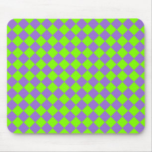 Alfombrilla De Ratón Patrón de diamante de cuadros verdes y morados