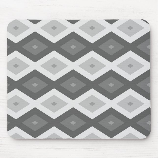 Alfombrilla De Ratón Patrón de diamante de tonos grises (Frente)