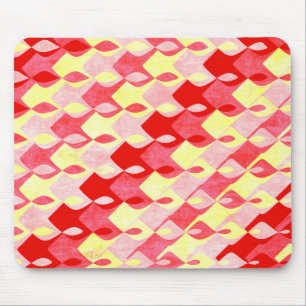 Alfombrilla De Ratón Patrón de diamante geométrico retro rojo, rosa y a