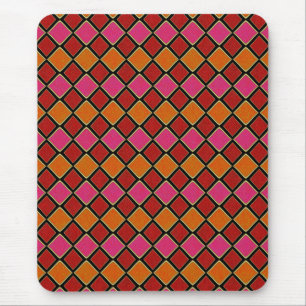 Alfombrilla De Ratón Patrón de diamante Harlequin vibrante en rojo, nar