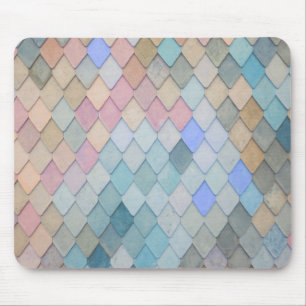 Alfombrilla De Ratón Patrón de diamante pastel Sirena azul verde rosa