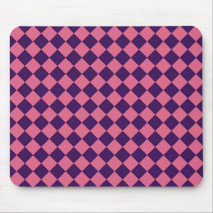 Alfombrilla De Ratón Patrón de diamante Pink Purple Checker