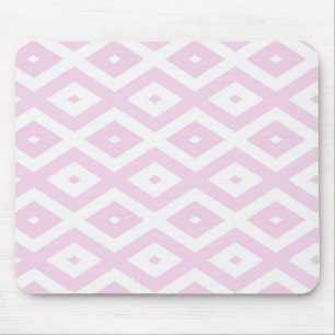 Alfombrilla De Ratón Patrón de diamante rosa pálido y blanco