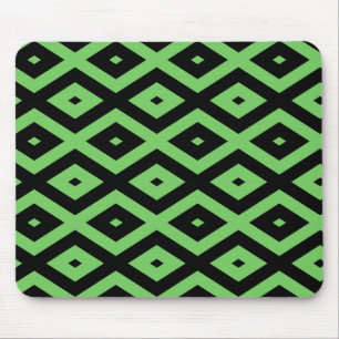Alfombrilla De Ratón Patrón de diamante verde limón y negro
