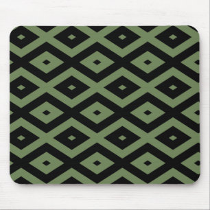 Alfombrilla De Ratón Patrón de diamante verde oliva y negro