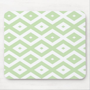 Alfombrilla De Ratón Patrón de diamante verde pálido y blanco