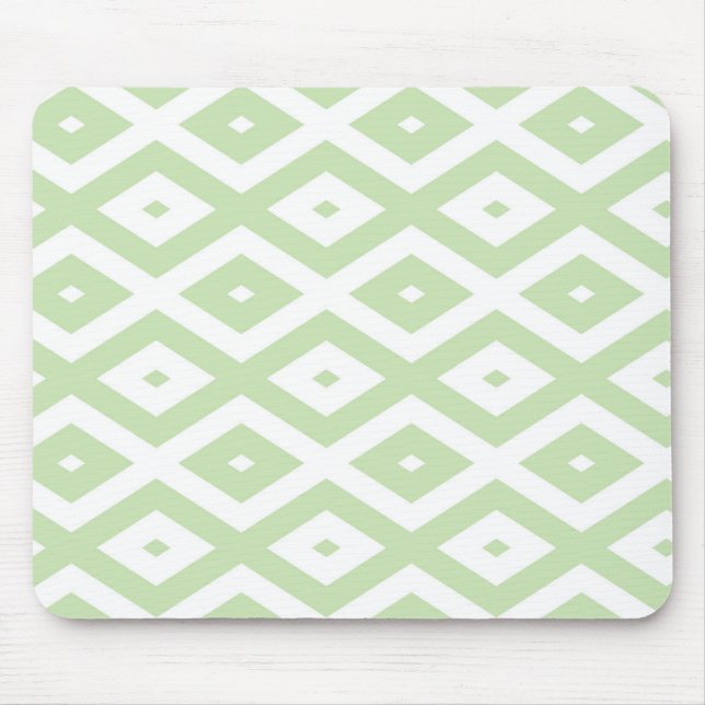 Alfombrilla De Ratón Patrón de diamante verde pálido y blanco (Frente)