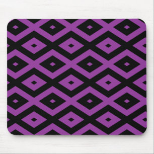 Alfombrilla De Ratón Patrón de diamantes morado y negro