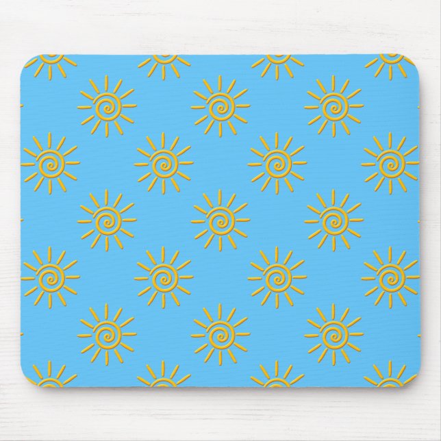 Alfombrilla De Ratón Patrón de dibujo de sol amarillo 3D (Frente)