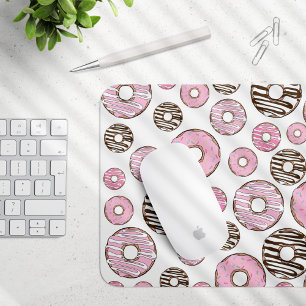 Alfombrilla De Ratón Patrón De Donuts, Donuts Rosados, Donuts Blancos