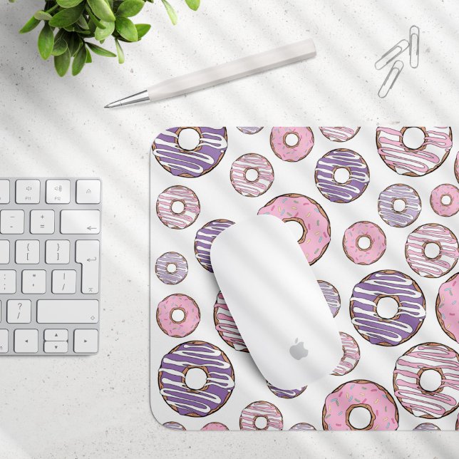 Alfombrilla De Ratón Patrón De Donuts, Donuts Rosados, Donuts Morados (Subido por el creador)