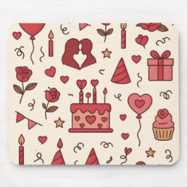 Alfombrilla De Ratón Patrón de Doodle de Celebración Romántica