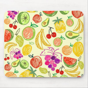 Alfombrilla De Ratón Patrón de Doodle de Fruta Variado