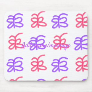 Alfombrilla De Ratón Patrón de doodle de mariposa rosa morado agregar t