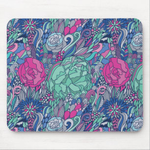 Alfombrilla De Ratón Patrón de Doodle Floral colorido