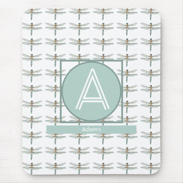 Alfombrilla De Ratón PATRÓN DE DRAGONFLY DE TRENDY BLANCO personalizado (Frente)