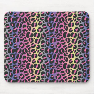Alfombrilla De Ratón Patrón de estampado de animal de leopardo arcoíris