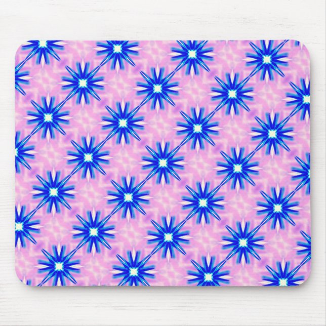 Alfombrilla De Ratón patrón de estrella azul en tabique rosa (Frente)