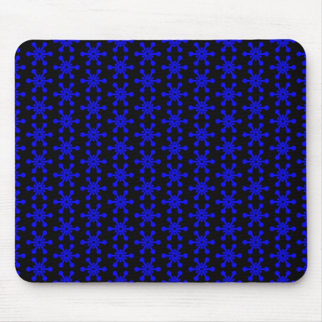 Alfombrilla De Ratón Patrón de estrella - Azul sobre negro (Frente)