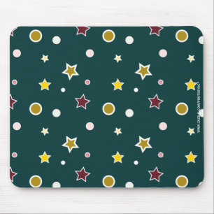 Alfombrilla De Ratón Patrón de Estrella Festiva sobre Verde Azul Oscuro