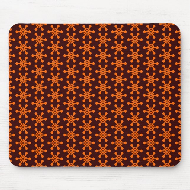 Alfombrilla De Ratón Patrón de estrella - Naranja en Brown oscuro 33000 (Frente)