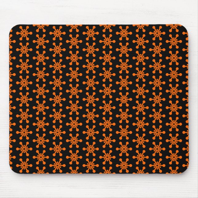 Alfombrilla De Ratón Patrón de estrella - Naranja en negro (Frente)