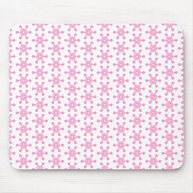 Alfombrilla De Ratón Patrón de estrella - Rosa sobre blanco (Frente)