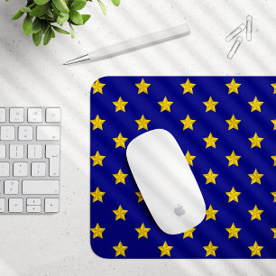 Alfombrilla De Ratón Patrón de estrellas de oro, azul marino, exclusivo