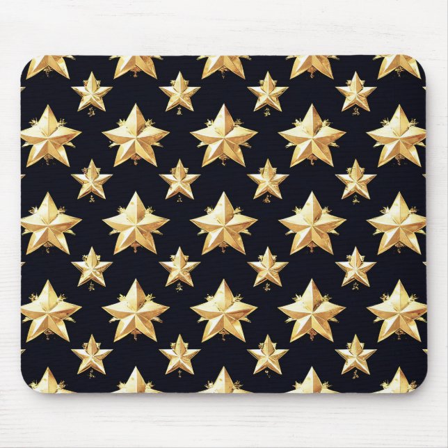 Alfombrilla De Ratón patrón de estrellas doradas (Frente)