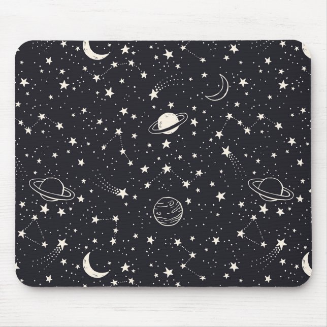 Alfombrilla De Ratón Patrón de estrellas y planetas (Frente)