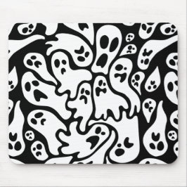 Alfombrilla De Ratón Patrón de fantasmas en blanco y negro