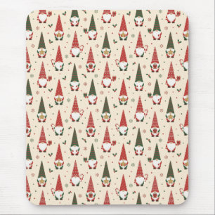 Alfombrilla De Ratón Patrón de fiesta de gnomos de Navidad