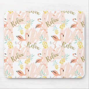 Alfombrilla De Ratón Patrón de flamenco rosa tropical pastel