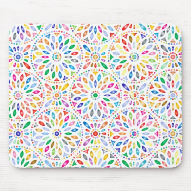 Alfombrilla De Ratón Patrón de flor circundante arcoiris Boho (Frente)