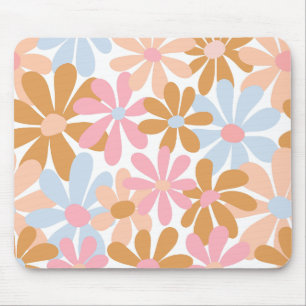Alfombrilla De Ratón Patrón de flor de margarita pastel retro