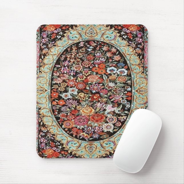 Alfombrilla De Ratón Patrón de flor floral persa de los años 60 (Con ratón)