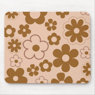 Alfombrilla De Ratón Patrón de flor hippie de otoño retro y 2K marrón