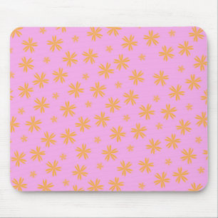 Alfombrilla De Ratón Patrón de flor hippie rosado de Naranja preppy