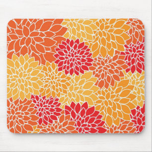 Alfombrilla De Ratón Patrón de flor naranja