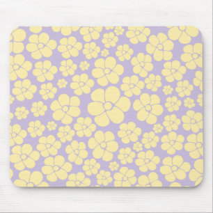 Alfombrilla De Ratón Patrón de flores - amarillo y púrpura pastel