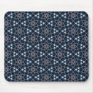 Alfombrilla De Ratón Patrón de flores azul medianoche