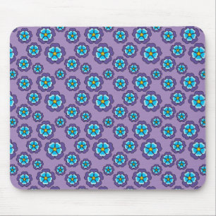 Alfombrilla De Ratón Patrón de flores azules violetas