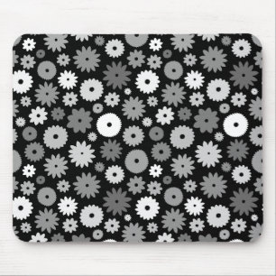 Alfombrilla De Ratón Patrón de flores monocromas