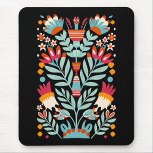 Alfombrilla De Ratón Patrón de flores otomí Arte floral mexicano