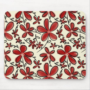 Alfombrilla De Ratón Patrón de flores rojas