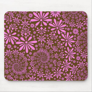 Alfombrilla De Ratón Patrón de flores rosas y marrones chocolate
